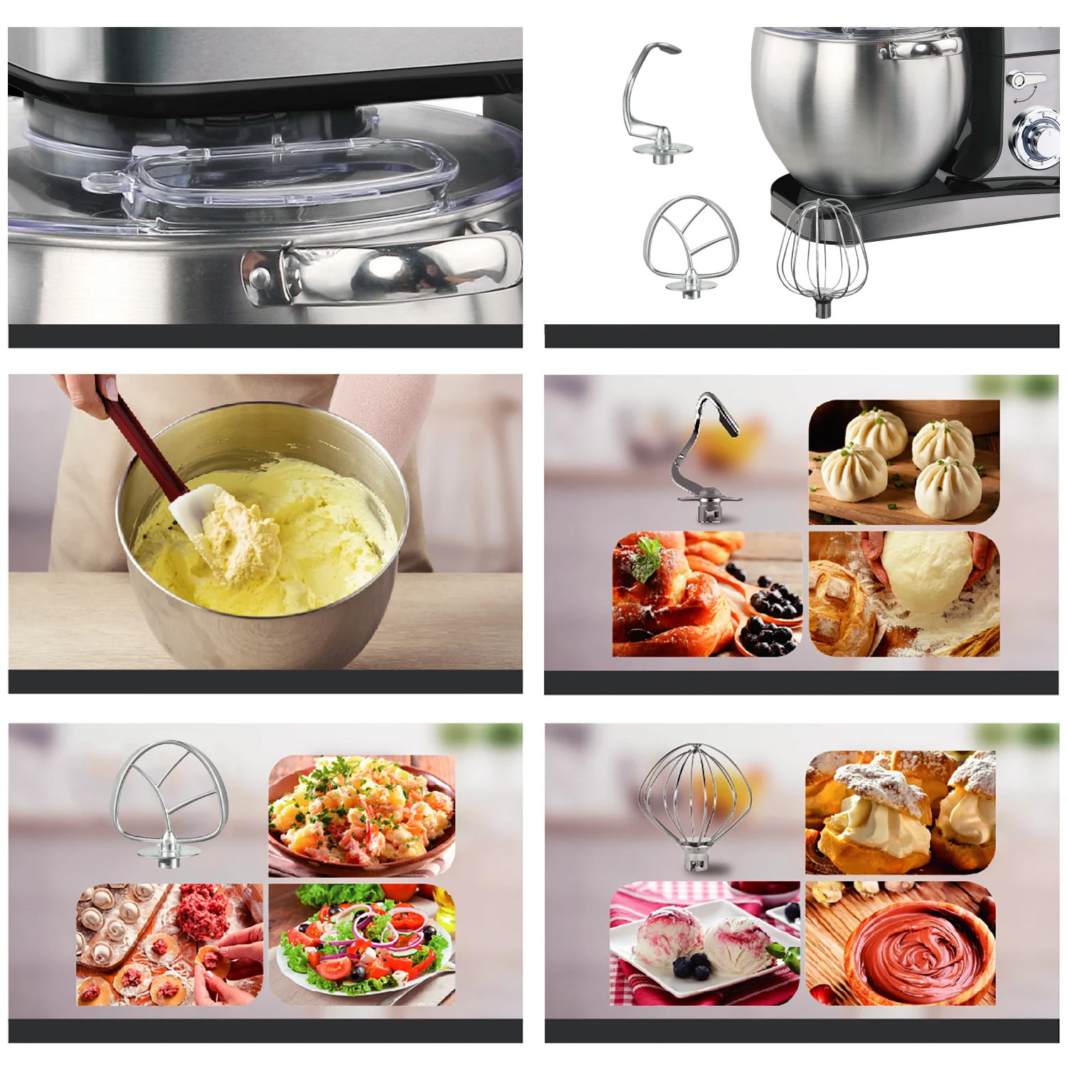 12L Stand Mixer Kitchen Aid Food Blender Cream Whisk Cake Dough Mixers With Bowl Stainless Steel Chef Machine Charm Sonifer