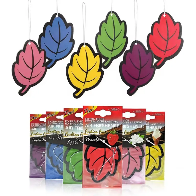 5/20Pcs Car Air Freshener Natural Scented Tea Paper Auto Hanging Vanilla Perfume Fragrance Leaf Shape Car Accessories Interior