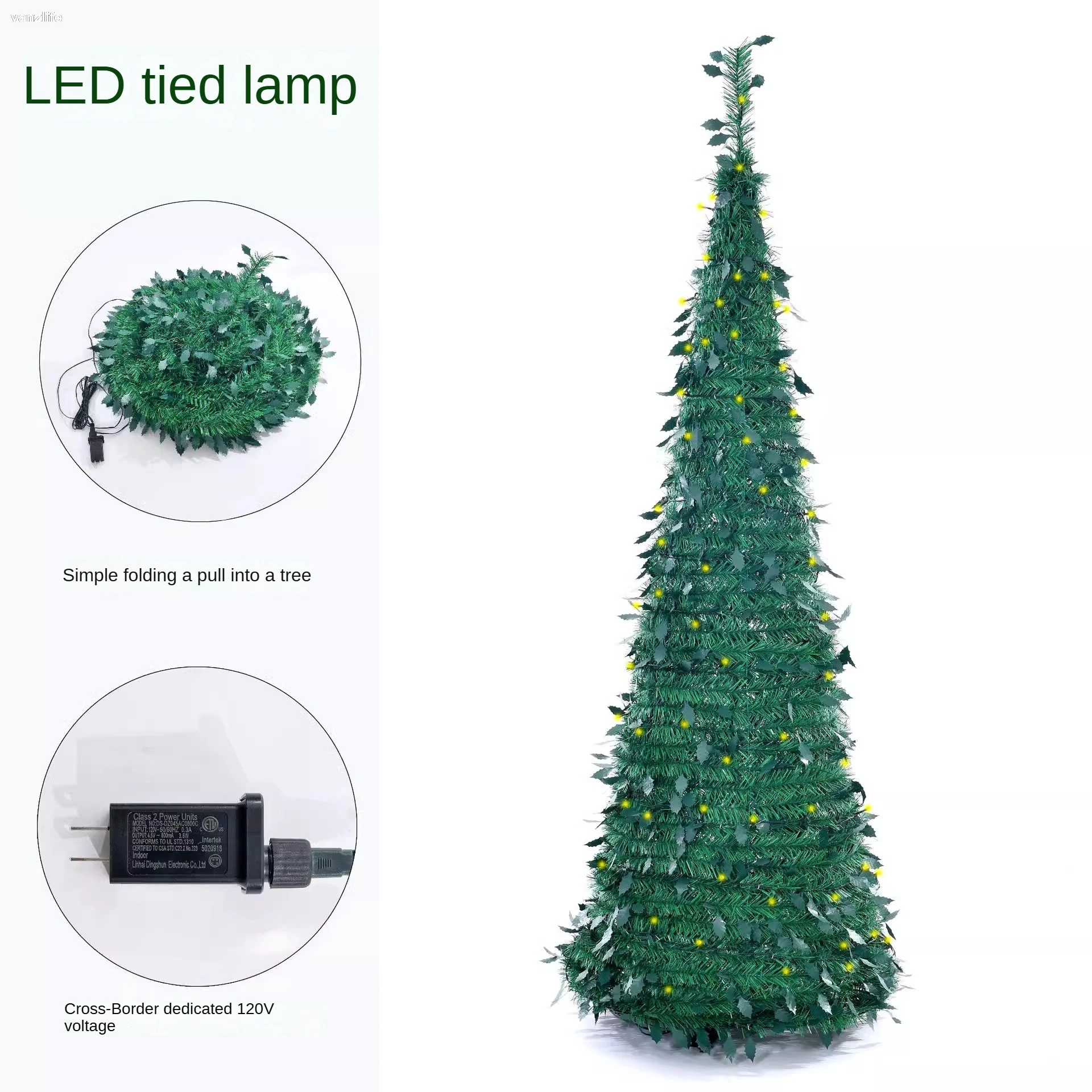LED Tied Light Large Christmas Tree 1.8 M Foldable Pagoda Tree with Light Pop-up Light-Emitting Christmas Tree