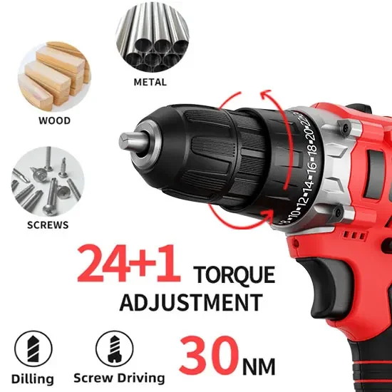 Peralatan bor nirkabel, peralatan obeng baterai Lithium kuat