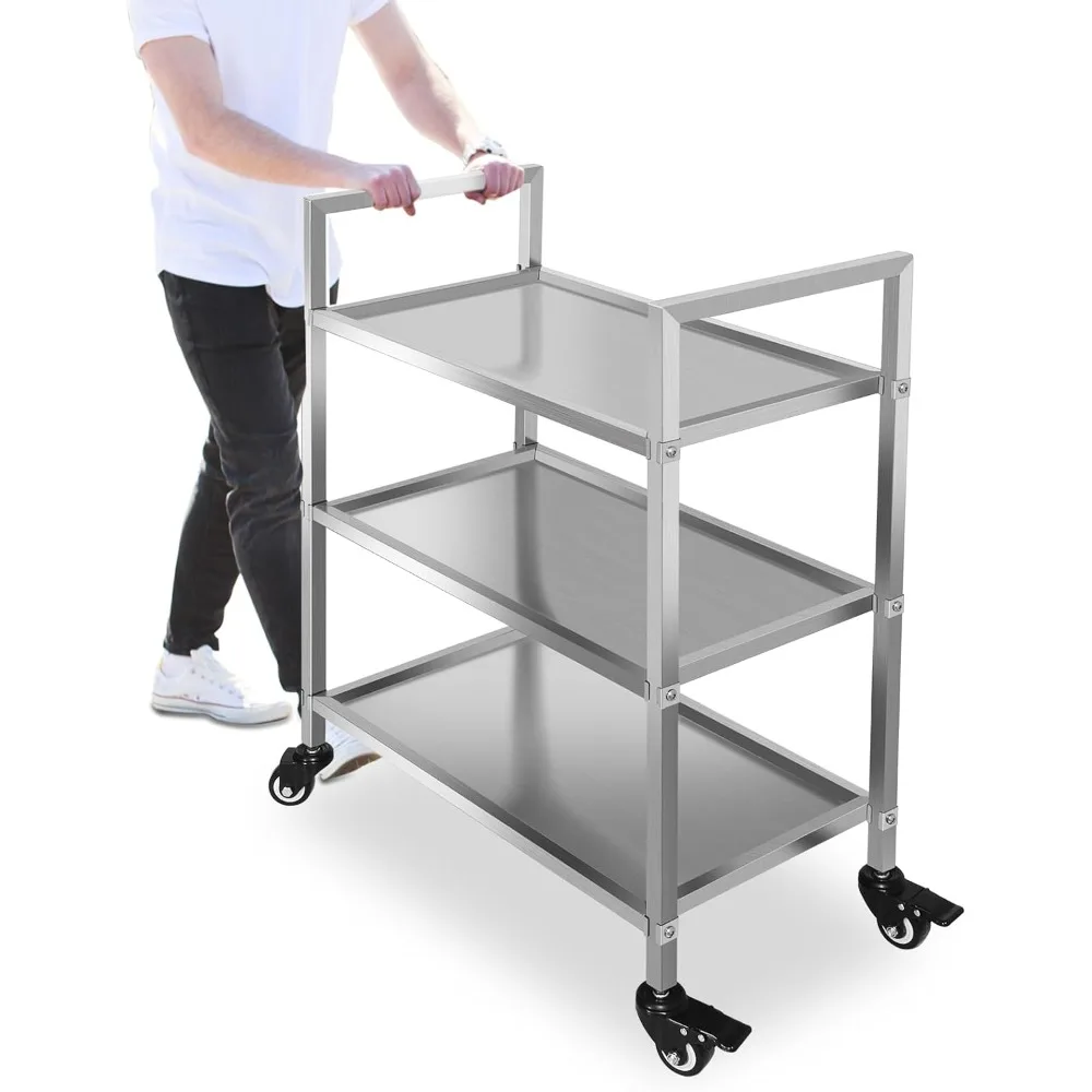 عربة أدوات دوارة من 3 طبقات بسعة 450 رطل، عربة تخزين أسلاك الفولاذ للاستخدام الداخلي #1