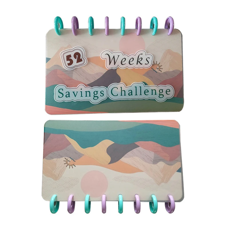 Libro economico portatile a fogli mobili 52 settimane di risparmio raccoglitore di sfida scatola di immagazzinaggio di contanti riutilizzabile pianificazione di fondi libro di risparmio per i bambini