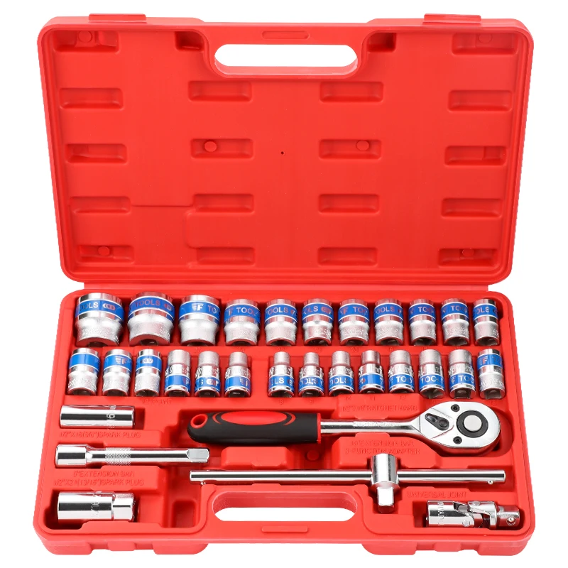 32pcs Mechanics Tool Set ,1/2 Drive Deep And Standard Sockets,Ratchet Wrench Set, Mechanic Tool Kits For Auto Repair