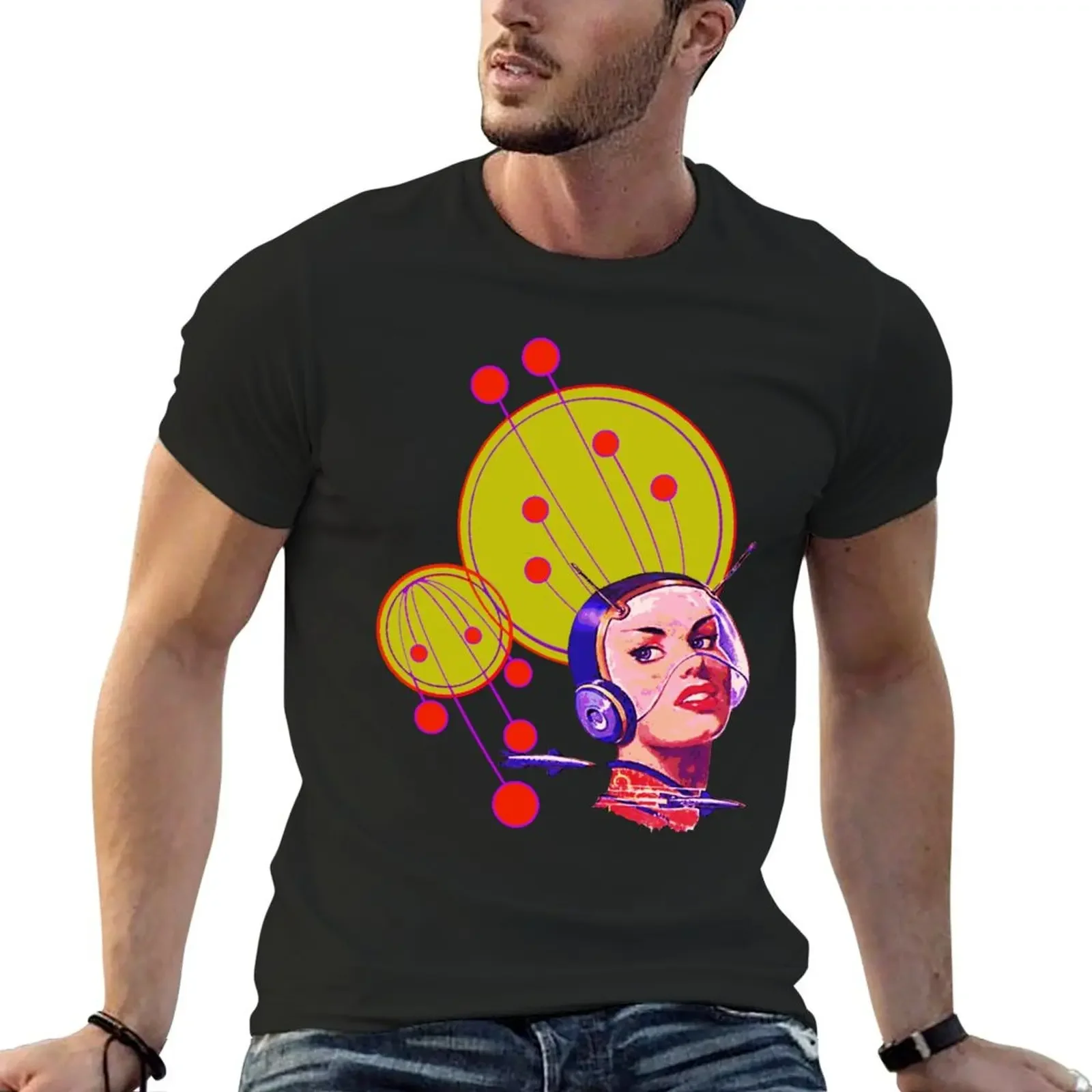 Retro Space Woman 1 T-Shirt customs design your own plus size tops quick-drying designer t shirt men