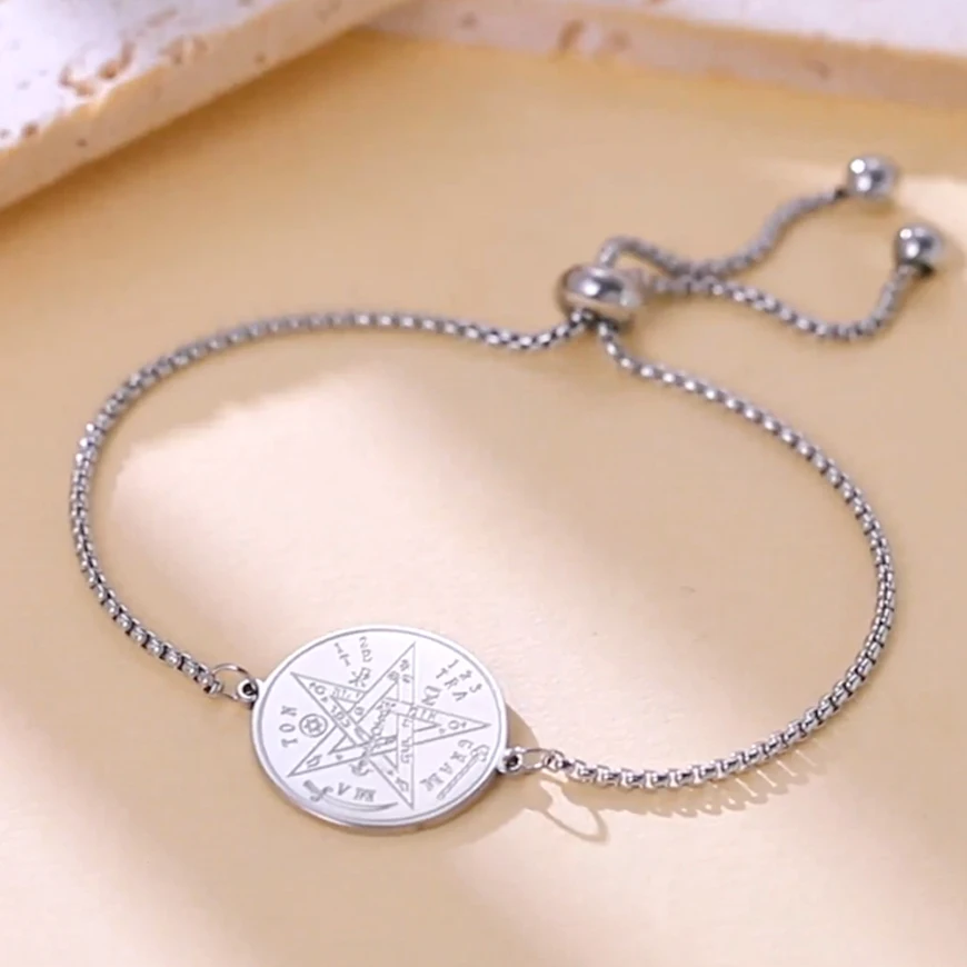 Dawapara Tetragrammaton Name of God Pentacle Bracelet for Women  Stainless Steel Magical Blessed Pentagram of Solomon Amulet