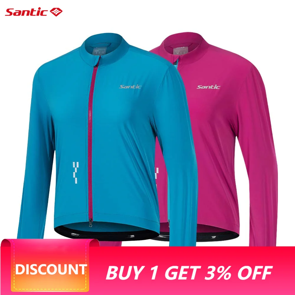 Santic Women's Cycling Jackets  Windproof and Sunscreen Full Zipper Cycling Skin Jackets KL25C07050