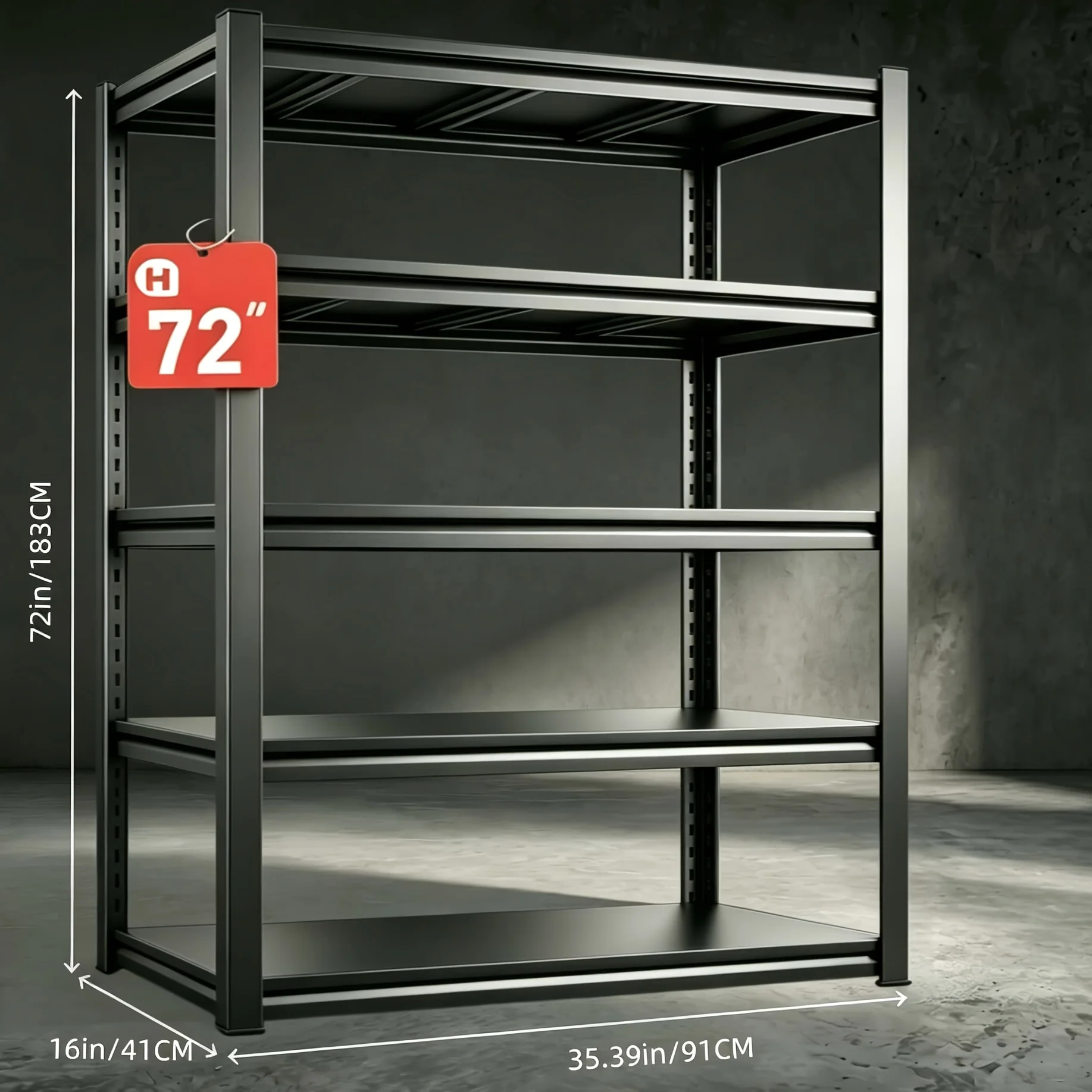 GH 72-Inch Tall Warehouse Shelving, 5-Tier Adjustable Storage Shelves, Sturdy Metal Storage Racks, Industrial-Grade Warehouse Shelves. Multi-functional Storage Organizer for Home and Warehouse Use