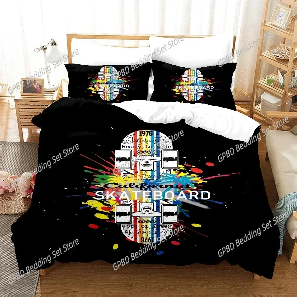 3D Scooter Skateboard Fashion Comfortable Duvet Quilt Cover Pillowcase Bedding Set Children Bedroom Decoration Home Textile