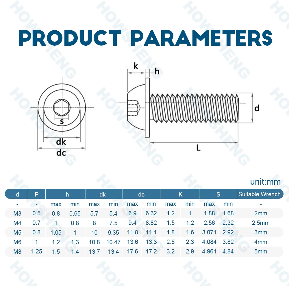 Z łbem sześciokątnym śruba z okrągłym kołnierzem wkręt z podkładką ze stali nierdzewnej HOWSHENG m4 m5 m6 m8 śruby głowica kołnierzowa
