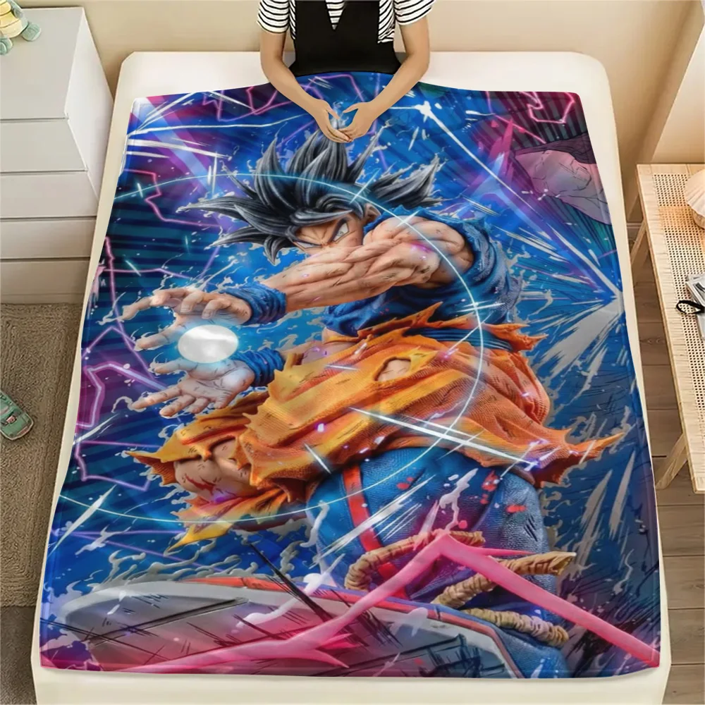 Goku Bedroom Sofa General Flannel Blanket, Warm Printed Cover for Daily Rest, Chair Use and Picnic Trip.-TING