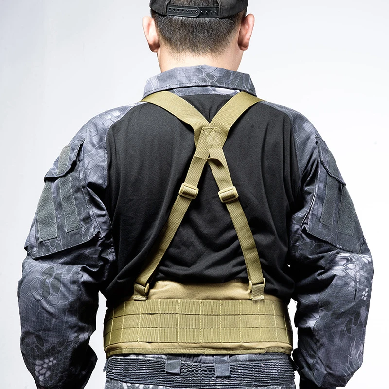 Tactical Molle Belt Airsoft Combat Suspender Waist Belt Gear Military Outdoor Men Hunting War Battle Waist Support Adjustable