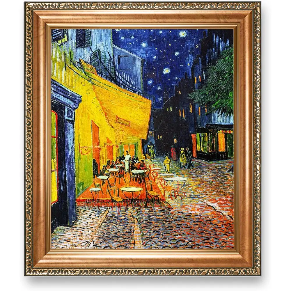 

Café Terrace at Night by Van Gogh, 24.5x20.5 inches, 20x16 Image, World Classic Reproduction, Italian Style Gold Frame