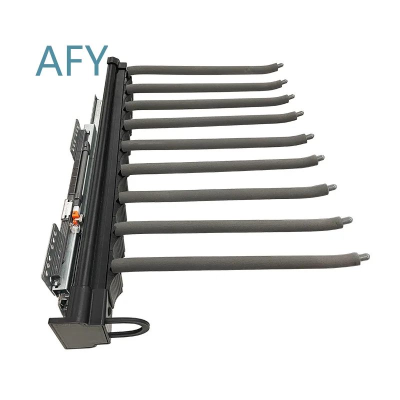 Double-row Pull-up Pants Rack for Wardrobe with Top-Mounted Telescopic Slide Rail for Underwear Storage Multi-Functional