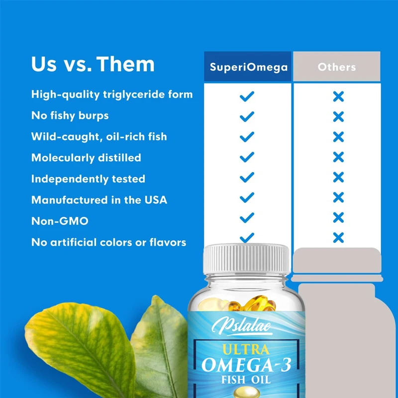 Omega 3 Fish Oil Capsules, Maximum Strength for a Healthy Heart, Sharper Brain, Shiny Hair, and a Boosted Immune System