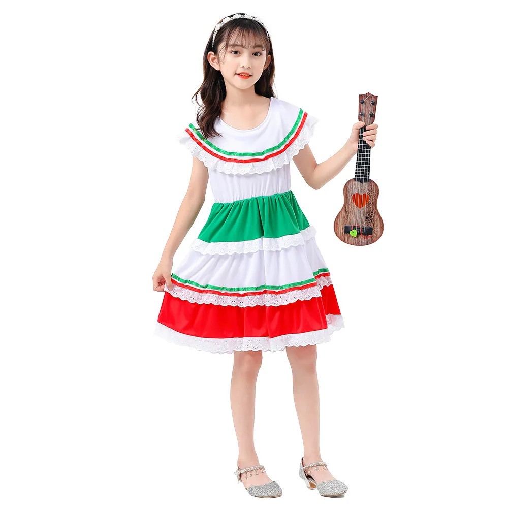 Vestido de dança mexicana feminino, Saia Tradicional, Natal, GC10033