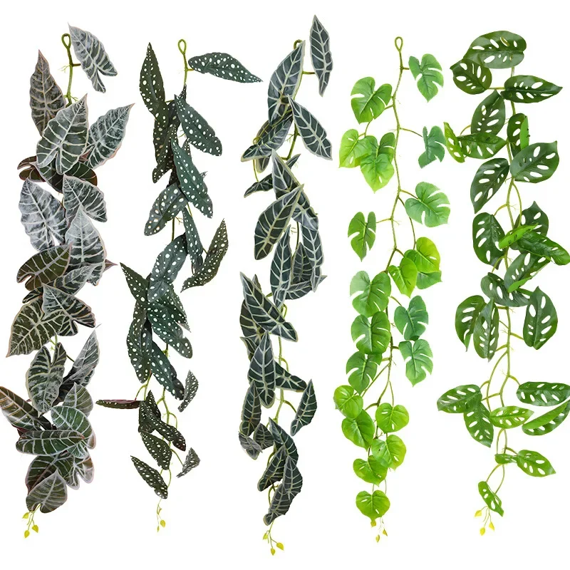 Искусственные зеленые листья тростника, искусственная Виноградная лоза, декоративный потолок, листья винограда, водопроводная труба, красивые пластиковые листья