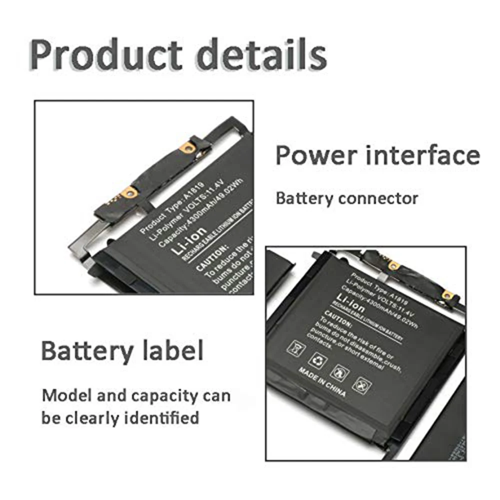 Imagem -05 - Bateria do Portátil para Macbook Pro A1819 13 A1706 A1706 Final de 2023 Meados de 2023 Emc 3071 Emc 3163 Mpxv2ll a Mpxv2ll Mlh12ll