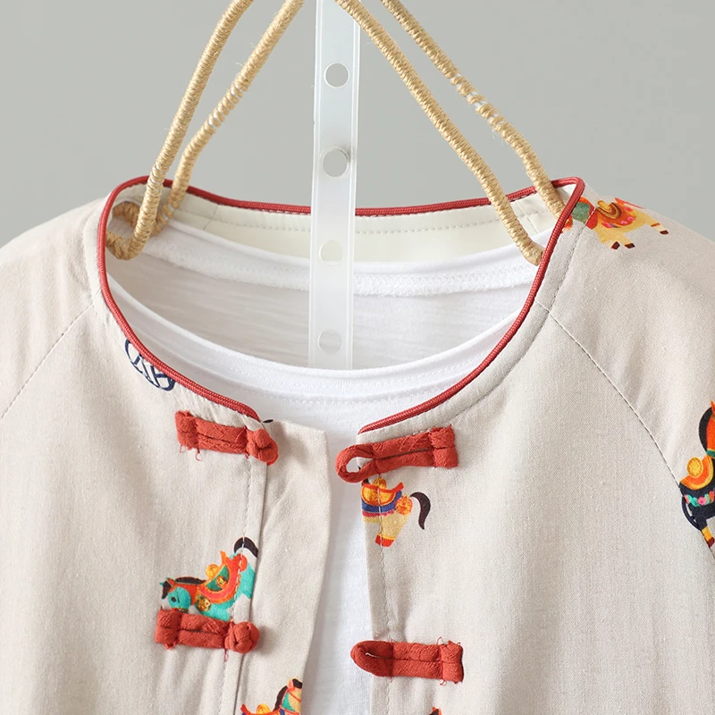 New Chinese Style Double Layered Open Cardigan Autumn Collection Artistic Retro Color Block 3D Tailoring Women's Jacket