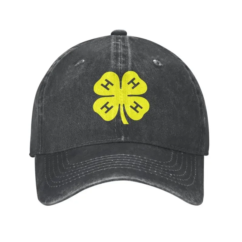 Custom Cotton Yellow 4H Four Leaf Clover Baseball Cap Women Men Breathable Dad Hat Streetwear