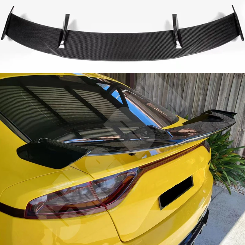 Use For KIA K8 Stinger Spoiler Real Glossy Carbon Fiber Rear Wing GT Style Sport Accessories Body Kit Stinger Rear Spoiler 14-24