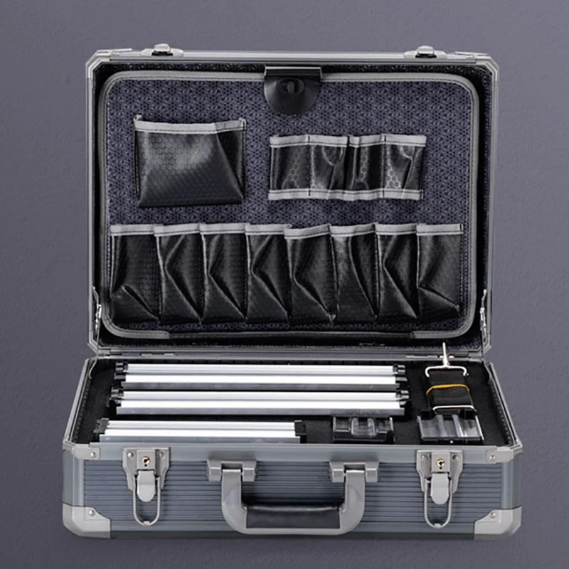 Multifunctional Tool Case Aluminum Alloy Household Hardware Tools Storage Box Portable Partition Repair Tool Organizer Suitcase