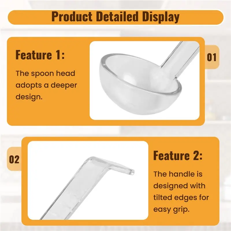 AT21-10 Pieces 7.8Inch 1Oz Clear Small Ladle Mini Ladle For Sauce Long Handle Plastic Punch Bowl Ladle Serving Spoons Easy To Us