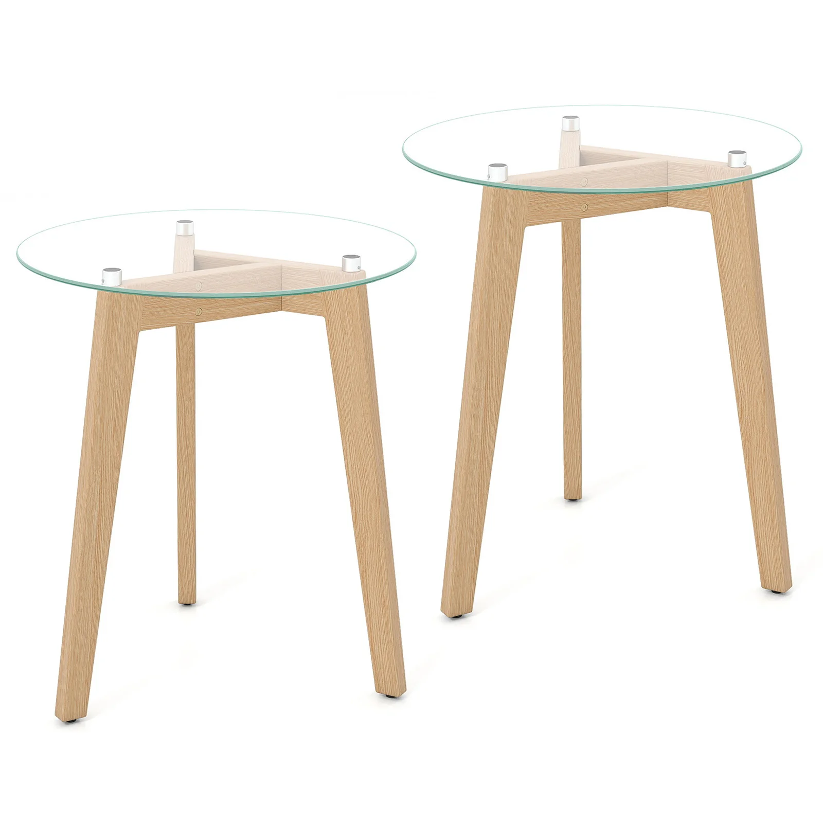 

Modern Tempered Glass End Table Set of 2 with Transparent Tabletop for Office