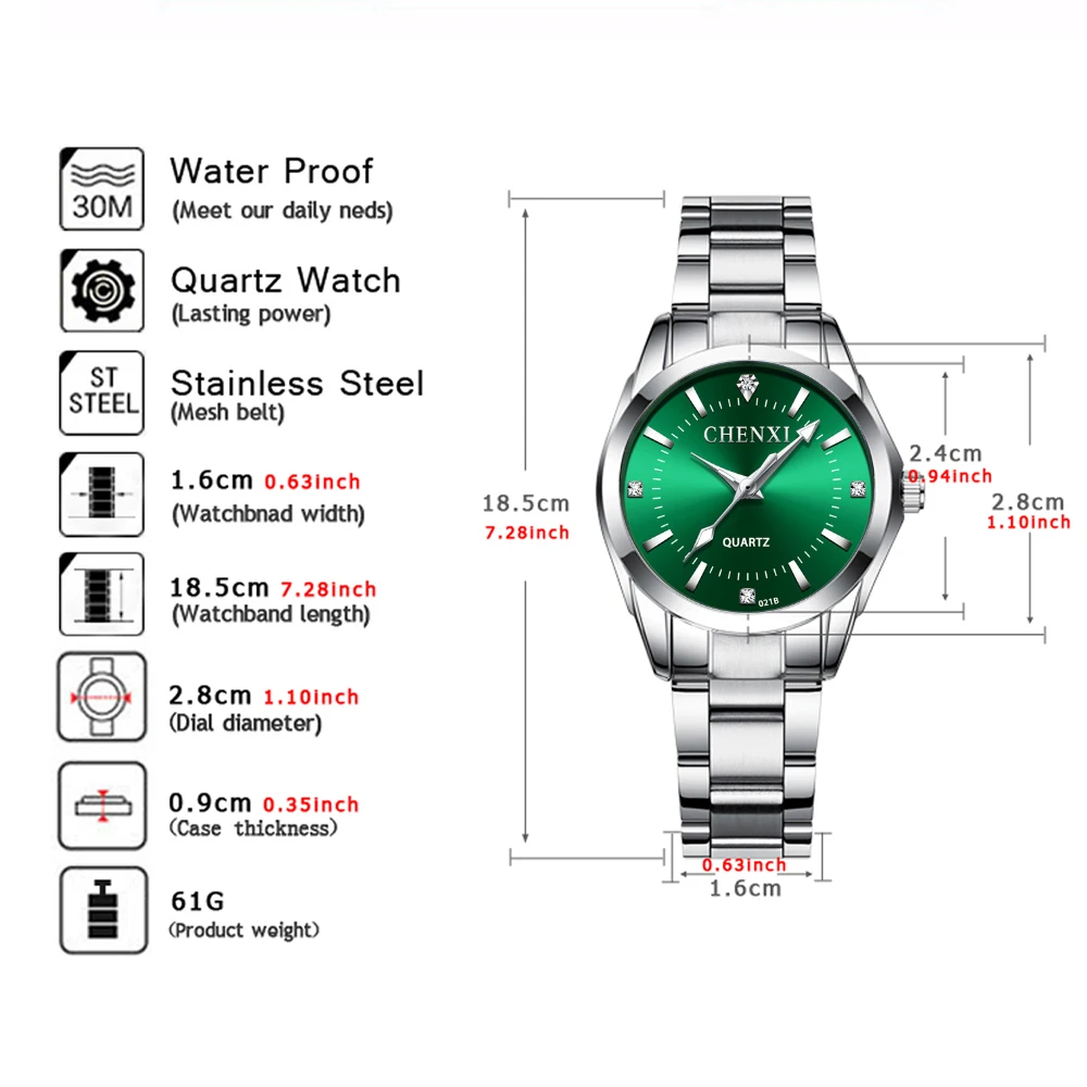 CHENXI Luxury Watch for Women\'s Simple Round Dial Stainless Steel Fashion Students Lady Dress Quartz Wristwatches Gift for Wife