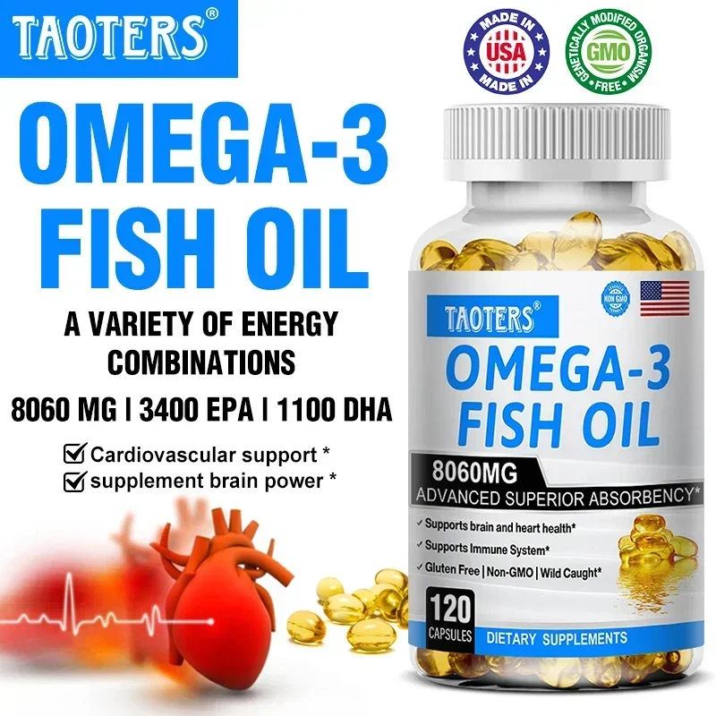 Omega-3 Fish Oil Supplement High in EPA + DHA for Heart, Brain and Immune Support