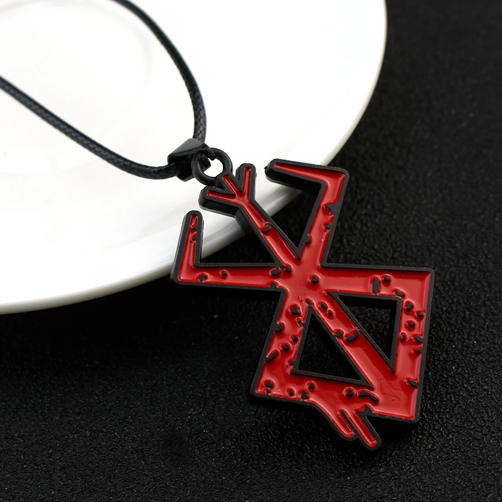 Anime Berserk Red Logo Necklace Keychain Guts Slave Brand Logo Pendants Cosplay Props Gift For Men Women Backpack Jewelry ﻿ ﻿