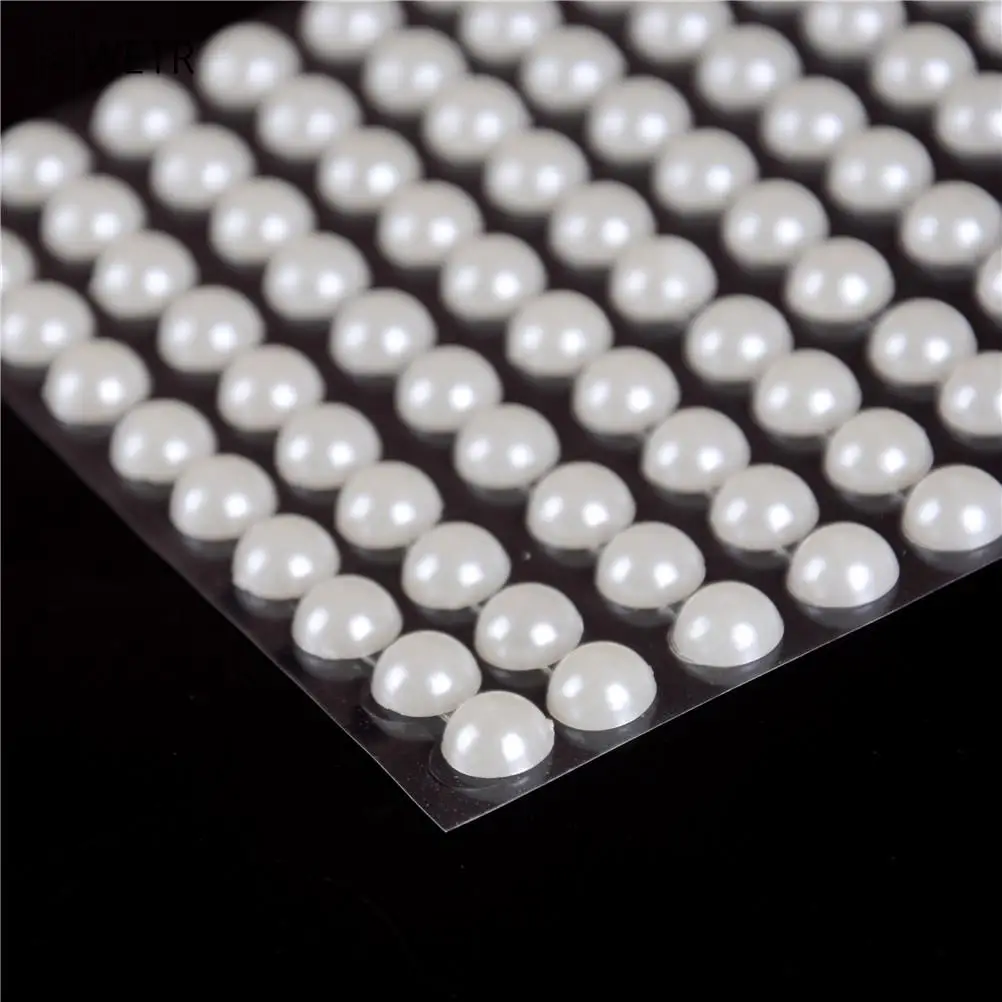Cream Resin Simulated Pearls Sticker Self Adhesive Strips Decorative DIY Circle Beads 4mm 5mm 6mm