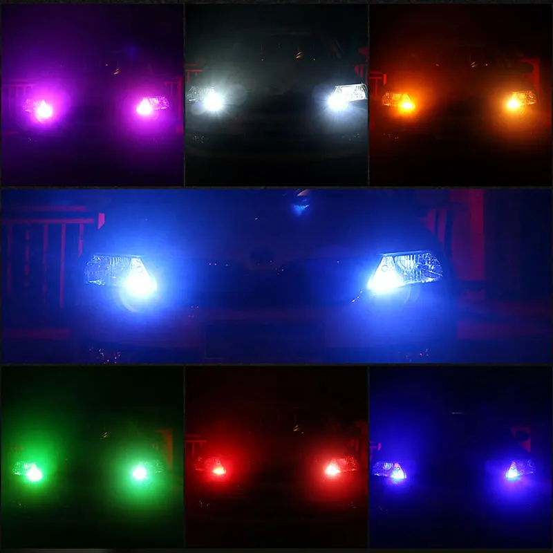 10PCS W5W T10 LED RGB Bulbs Canbus LED Car Interior Map Dome Parking 194 168 Reading Wedge Clearance lights Car Signal Lamp