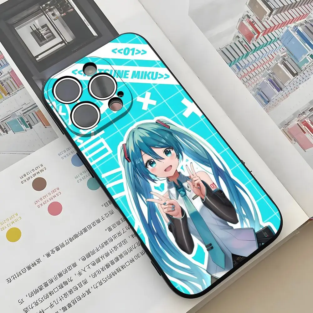 H-Hatsune Miku Phone Case For IPhone 17 Air 16 E Pro Max 15 14 13 Mini 12 Pro 11 Max Plus Black Soft Shell