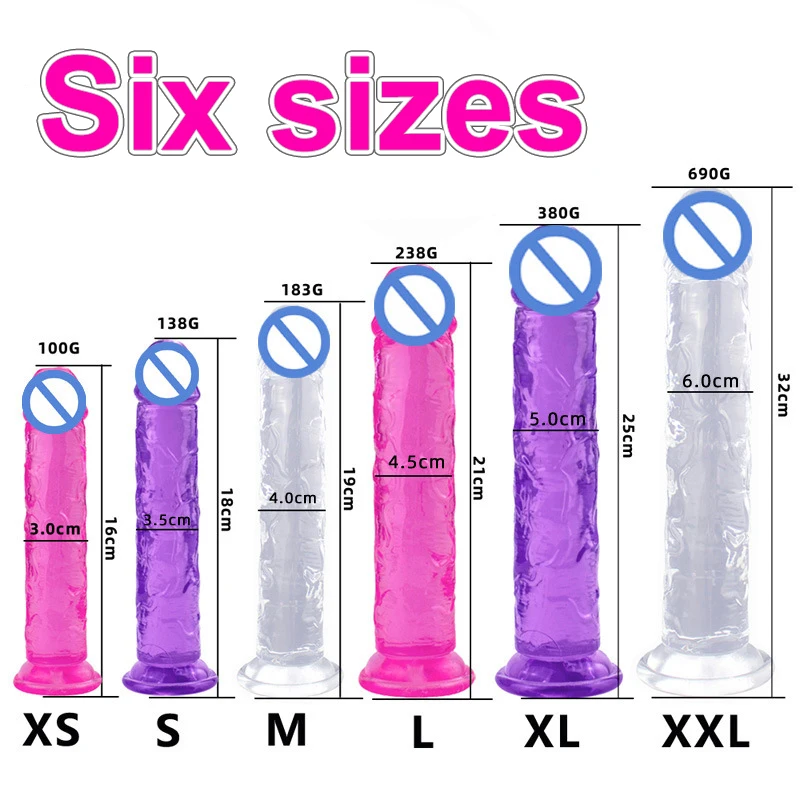 Realístico Big Jelly Dildo para Mulheres, Brinquedos Sexuais Anais Eróticos, Clitóris Suave, Masturbadores Vaginais, Penis Suction Cup, Dick, Barato, 6 Tamanhos