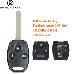 Oem katlanır Flip uzaktan araba anahtarı Honda anlaşması 2008-2012 72147-TA0-W2 433mhz ID46 7961 çip