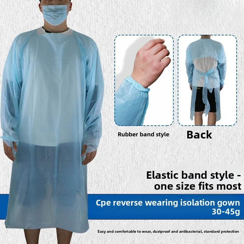 

Одноразовый изоляционный халат CPE, защитный комбинезон с длинными рукавами и полным покрытием спины, альтернативный многоразовый фартук, 2 шт.