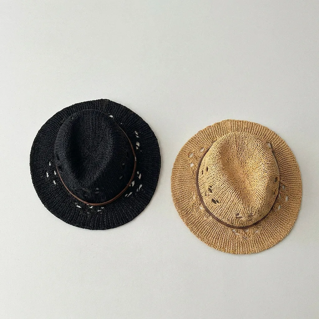 MILANCEL Summer Kids Straw Hat 48-51CM Hollow Breathable Girls Sun Hat 2.5-5T Sunscreen Children Fisherman Hat view 3