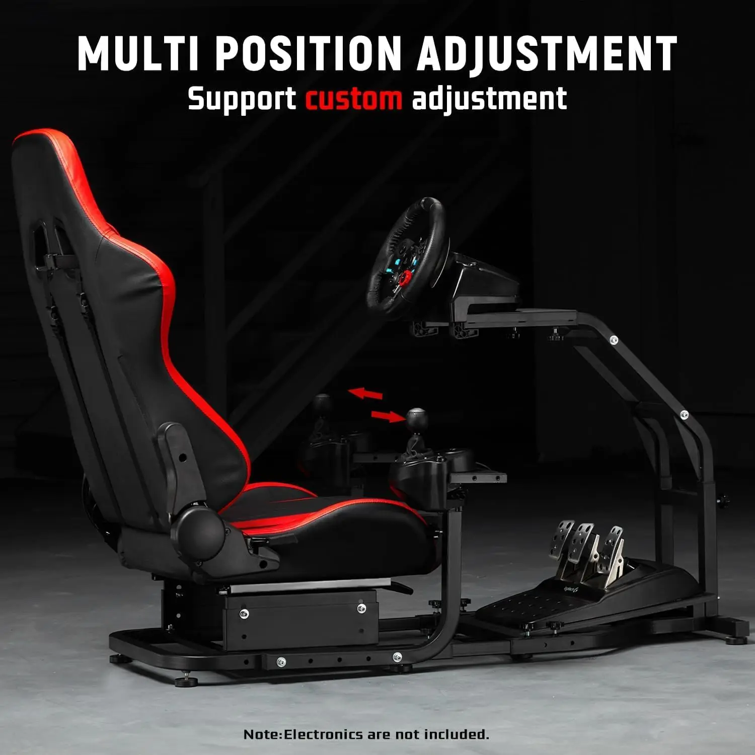 

G29 Adjustable Gaming Sim Cockpit With Red Seat Fits for Logitech G920 G923,T300 Racing Steering Wheel Stand