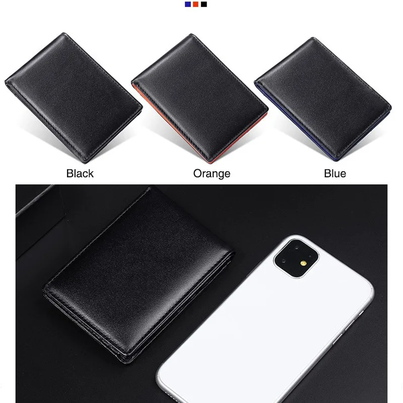 Ultra-Thin Men's Genuine Leather Wallet Rfid-Blocking Business Cowhide Card Holder European & American Style for Professionals