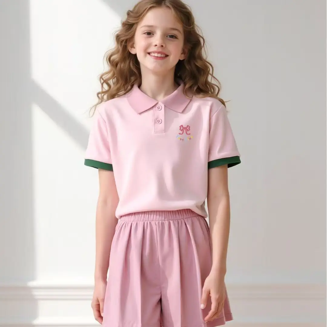 

Лето 2025 года для девочек, новые модные рубашки поло в консервативном стиле + брюки, костюмы из 2 предметов, повседневная одежда для детей-подростков 6–14 лет, комплекты одежды