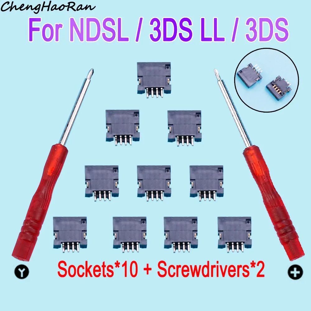 10 stücke für ndsl für ds lite Touchscreen-Band anschluss buchse für 3ds/3ds xl ll Reparatur 4-poliges Anschluss teil mit Schrauben dreher werkzeug – Detail 1