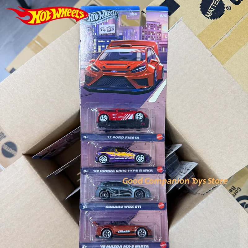 

Original Hot Wheels Silver Series Compact Kings Set Fiesta Civic Subaru Miata Sentra 1/64 Scale Die-Cast Model Cars GDG44 Gifts