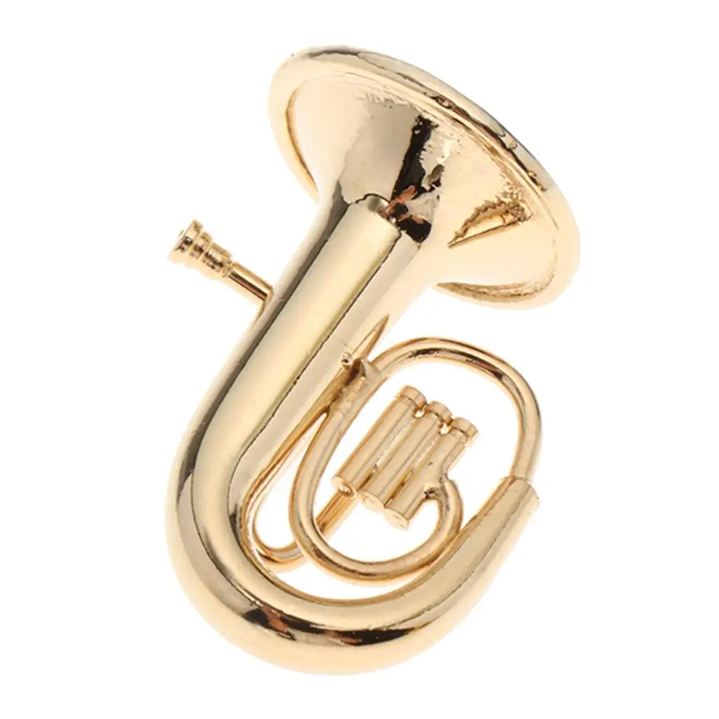 Dollhouse Miniature Tuba Gold Metal Musical Instrument 1 12 Scale Figure for Mini Dolls and Furniture Props