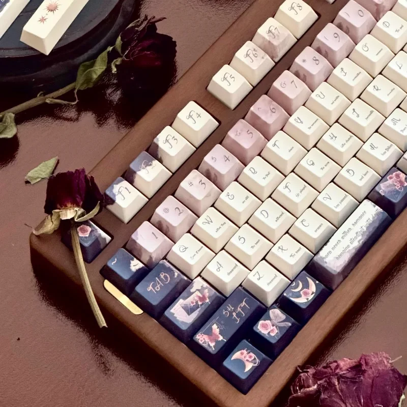 MiFuny Retro Rotten Rose Theme Keycap Set PBT Cherry Profile Custom Butterfly Rose Element Keycaps for Mechanical Keyboards Gift