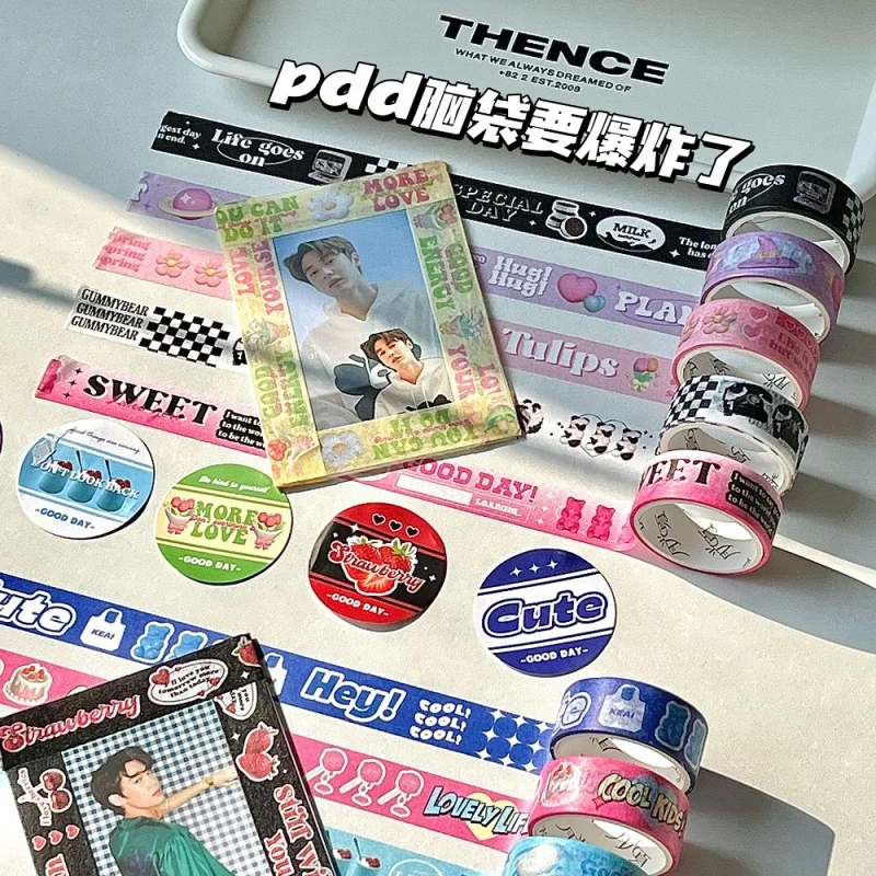 custom.[1239 Repurchases] INS Style Washi Tape Single Roll Korean High-Value Journal-Chasing Material De