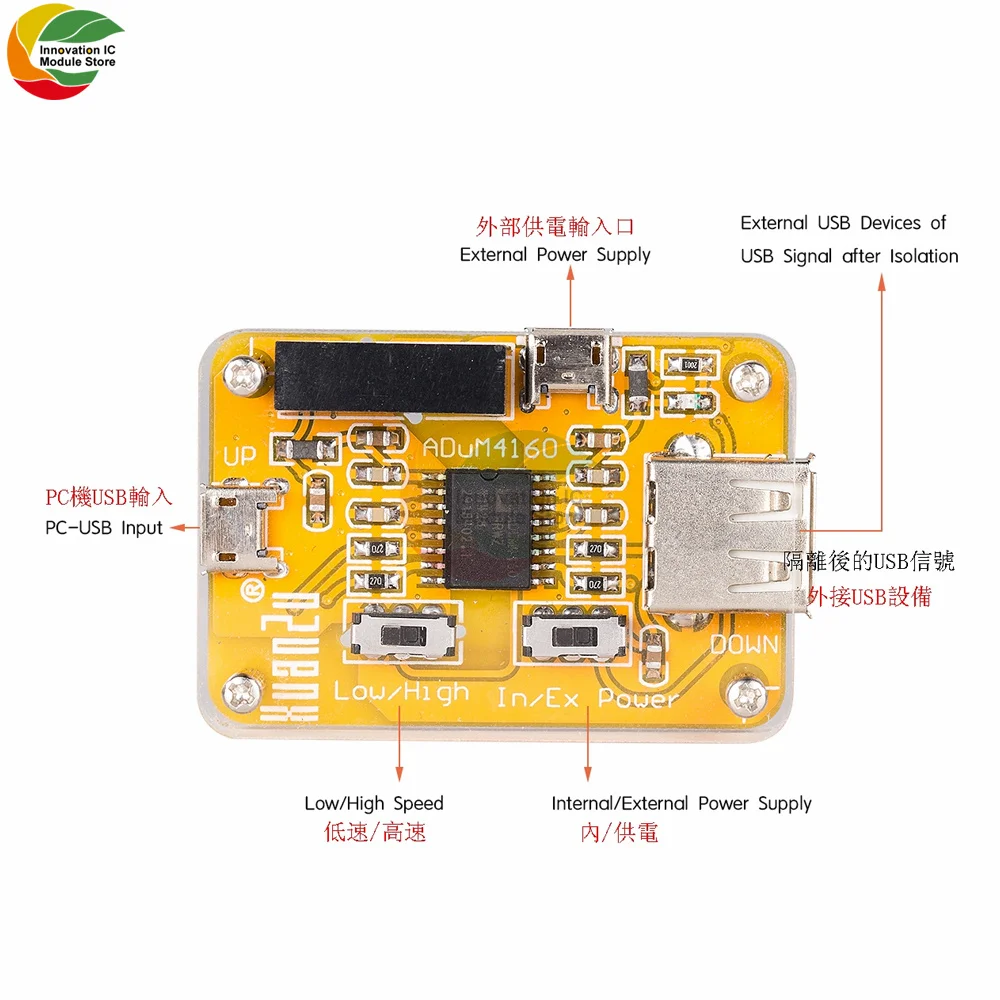 ADUM4160 1500V USB Isolator Module Signal Digital Safety Isolation Line Protector Audio Noise Cancelling Module With Housing