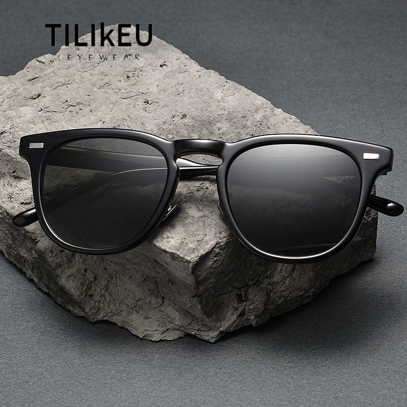 

Vintage Korean Version Acetate Sunglasses Women Outdoor Driving Polarized Senior Sense Black Frame Men Anti-uv Sun Glasses