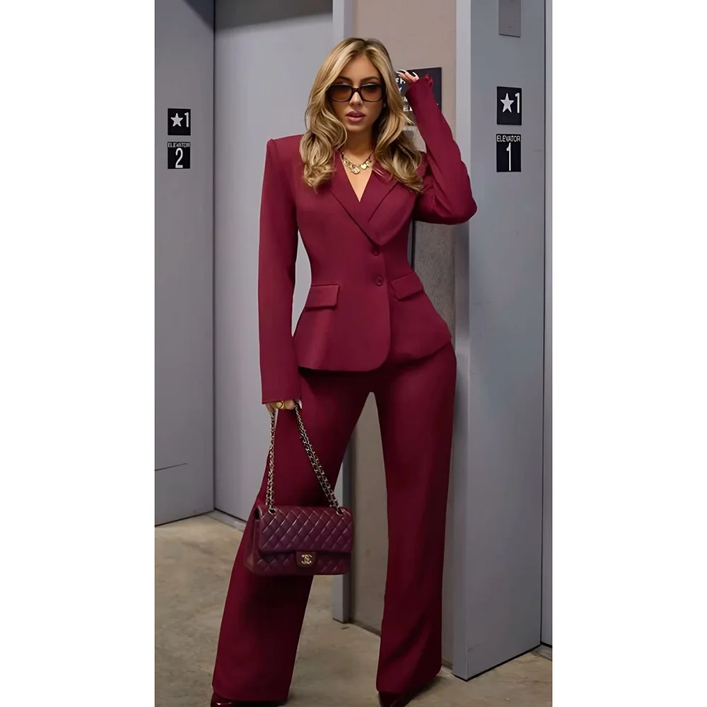 

Single Breasted 2 Pieces Women Suit Jacket Pants Work Commute Smart Casual Office Fashion Trousers Chic Outfits