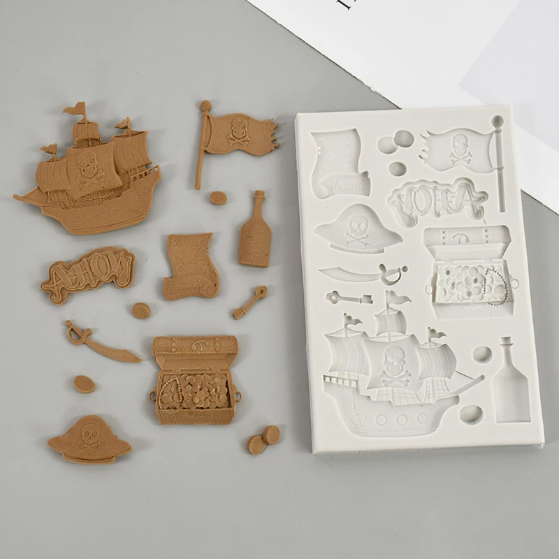 

Pirate Boat Gold Coin Silicone Mold DIY Chocolate Sugarcraft Mould Handmade Clay Moulds Cake Decorating Tools Baking Accessories