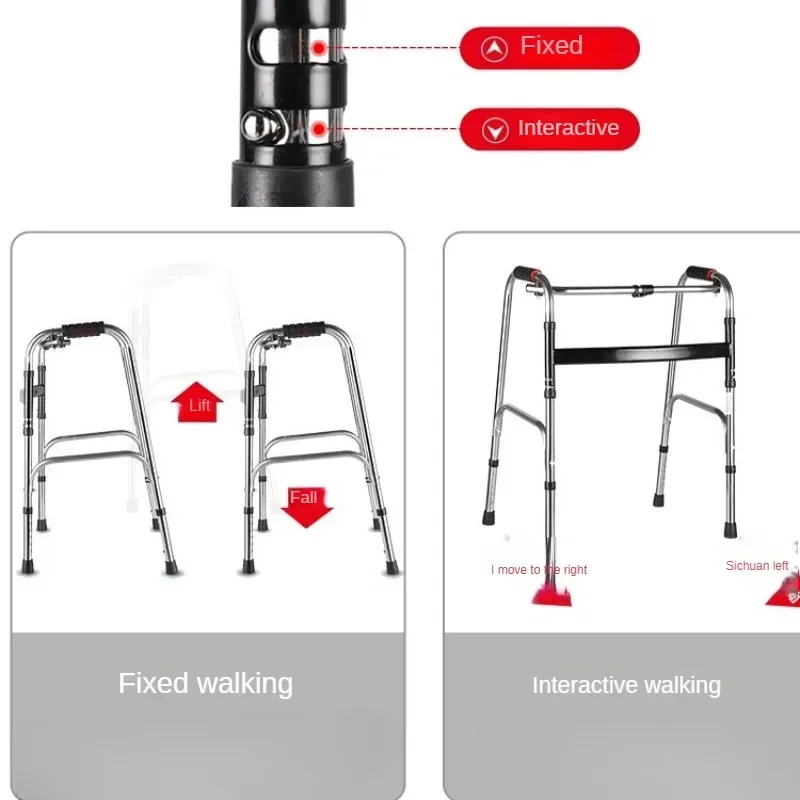 Stainless Steel Folding Cane Chair Adjustable Height Push-to-Walk Vehicle Durable Mobility Aid for Disabled And Elderly